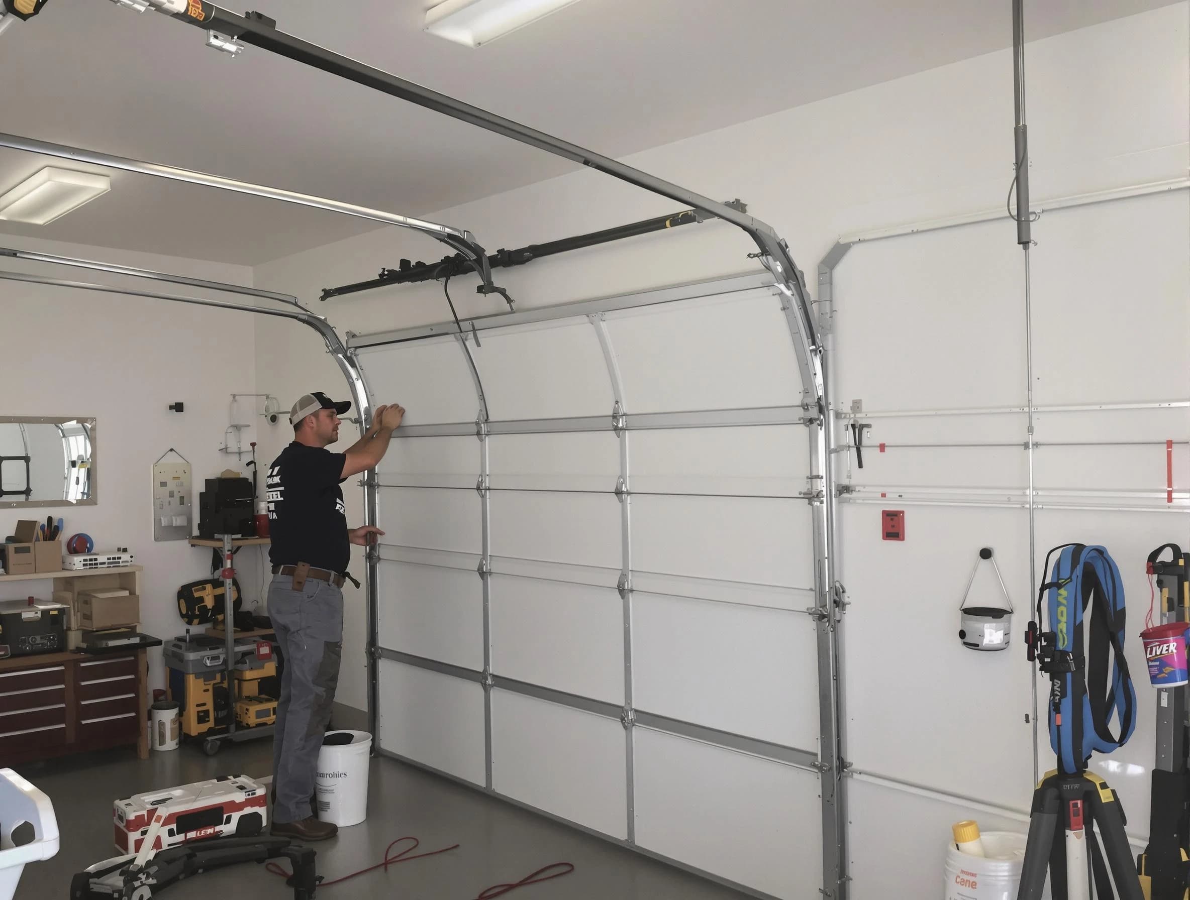 Talladega Garage Door Repair team installing new garage door in Talladega