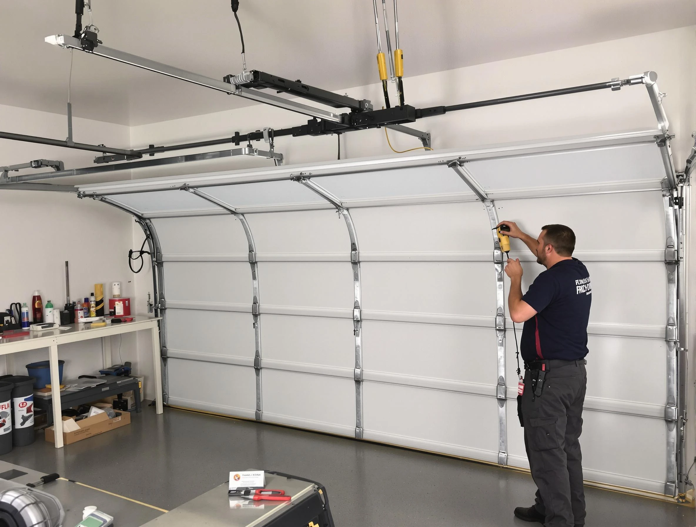 Talladega Garage Door Repair certified technician performing overhead door system repair in Talladega