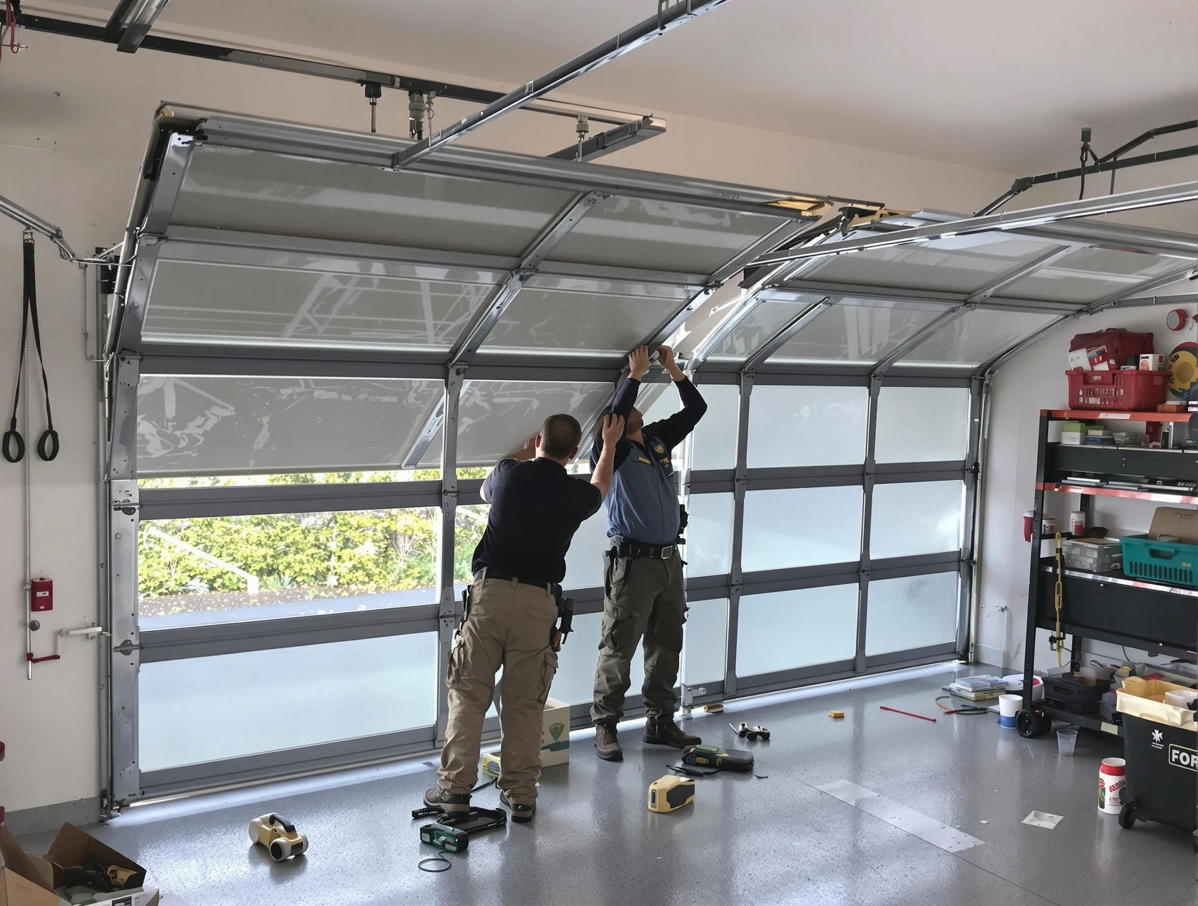Talladega Garage Door Repair expert performing precise panel replacement on Talladega garage door
